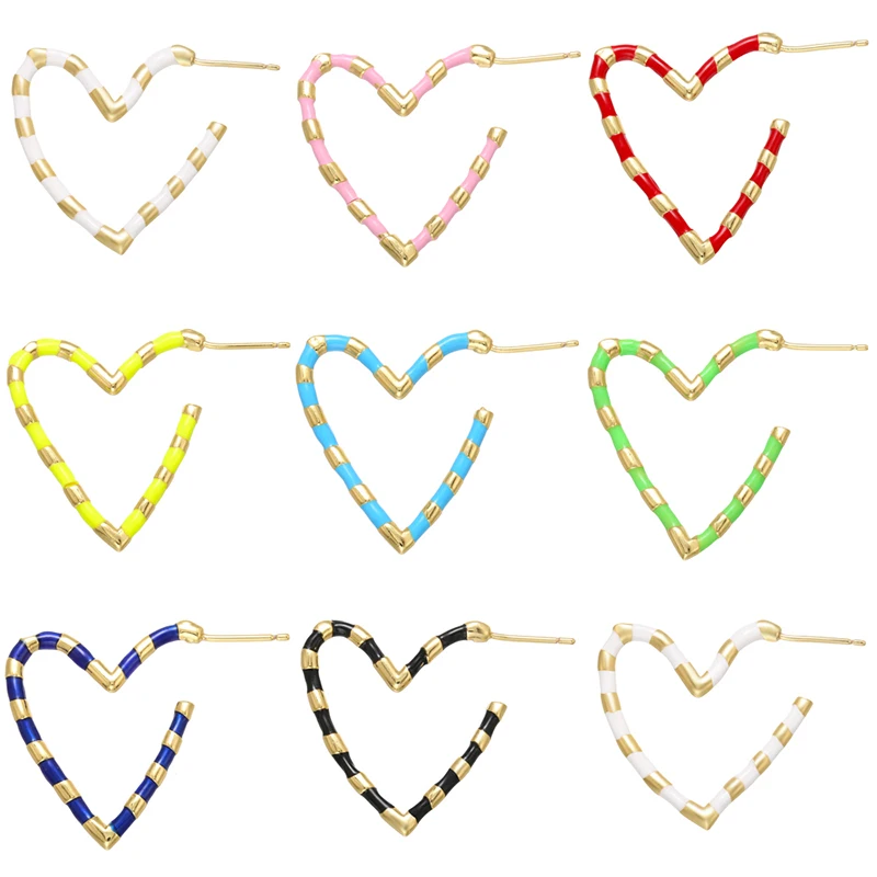 

ZHUKOU 1 piece Heart small dot enamel women stud earring with ear backs for handmade DIY earring fashion jewelry model:VE246