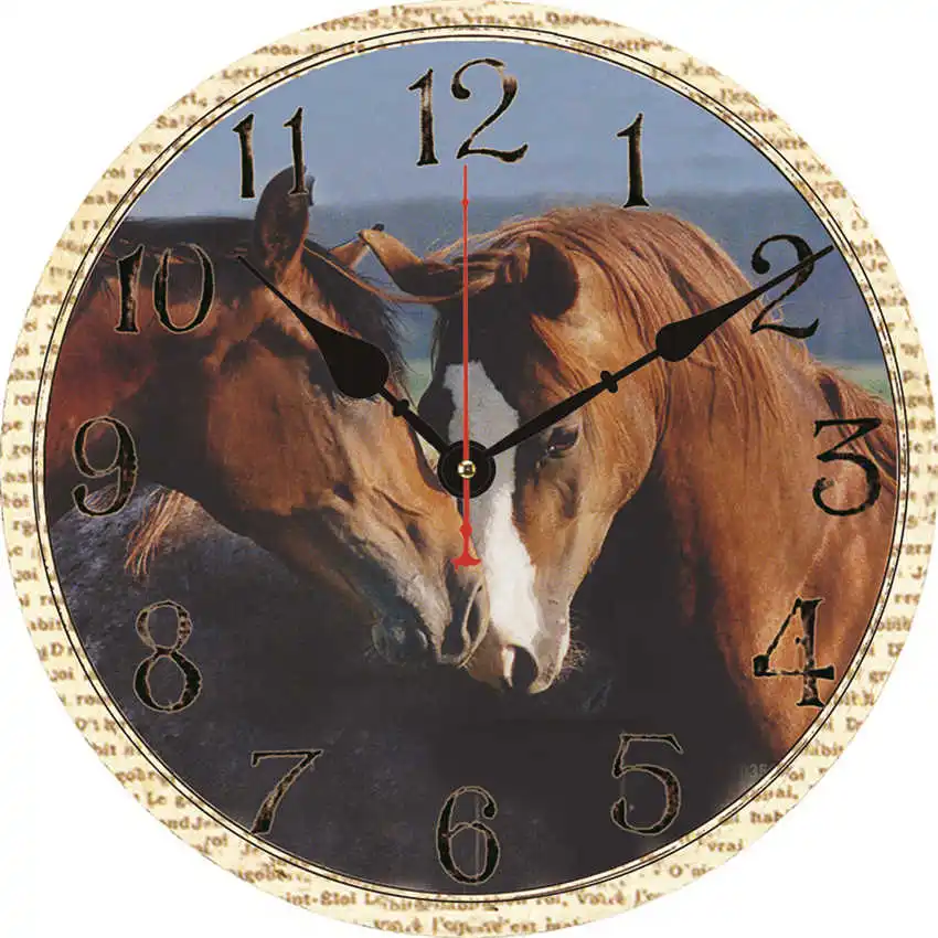 Horse Clock V Винтажные настенные часы, кухонные часы, круглые подвесные римские цифры, настенные часы, практичное украшение для гостиной - Цвет: Horse Clock V