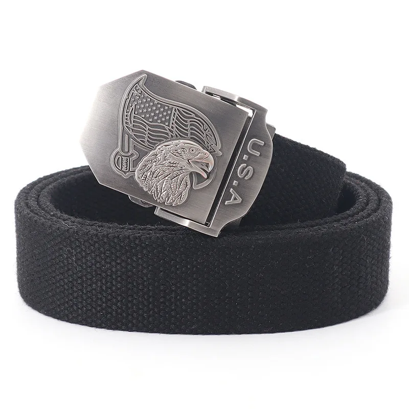 170cm Lengthened Cool Alloy Eagle Buckle Canvas Outdoor Adventure Military Training Tactics Men's Belt