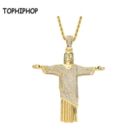 tophiphop hip hop christ jesus cross pendant necklace hip hop jewelry gold plated mens pendant fashion gift