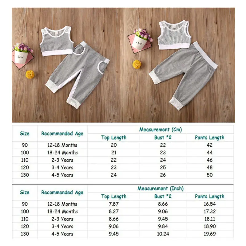 

New Fashion Casual Toddler Kids Baby Girl Sports Outfit Sleeveless Vest Crop Top Loose Pants Tracksuit Clothes