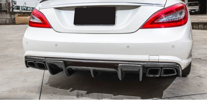 Задний диффузор для губ Mercedes CLS class W218 CLS350 CLS63 2011- углеродное волокно задний диффузор для губ из нержавеющей стали четыре из
