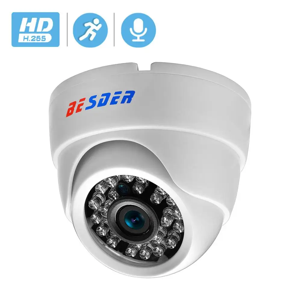 BESDER H.265 3MP HD IP камера Аудио Full Крытая ИК Ночная купольная видеокамера аудио