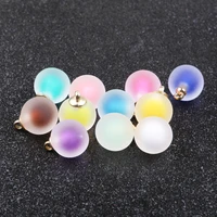 10pcs color bottle pendant candy juice round frosted matte glass charms women jewelry making diy earrings necklace accessories