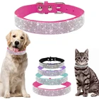 Bling Стразы Ошейники для кошек для щенков регулируемый кожаный бант ошейник для котенка для маленьких средних собак кошек Чихуахуа Мопсов йоркширских терьеров