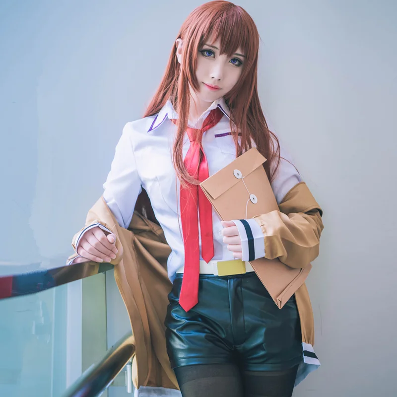 Steins Gate костюм для косплея японское аниме макиз курису косплей парик куртка