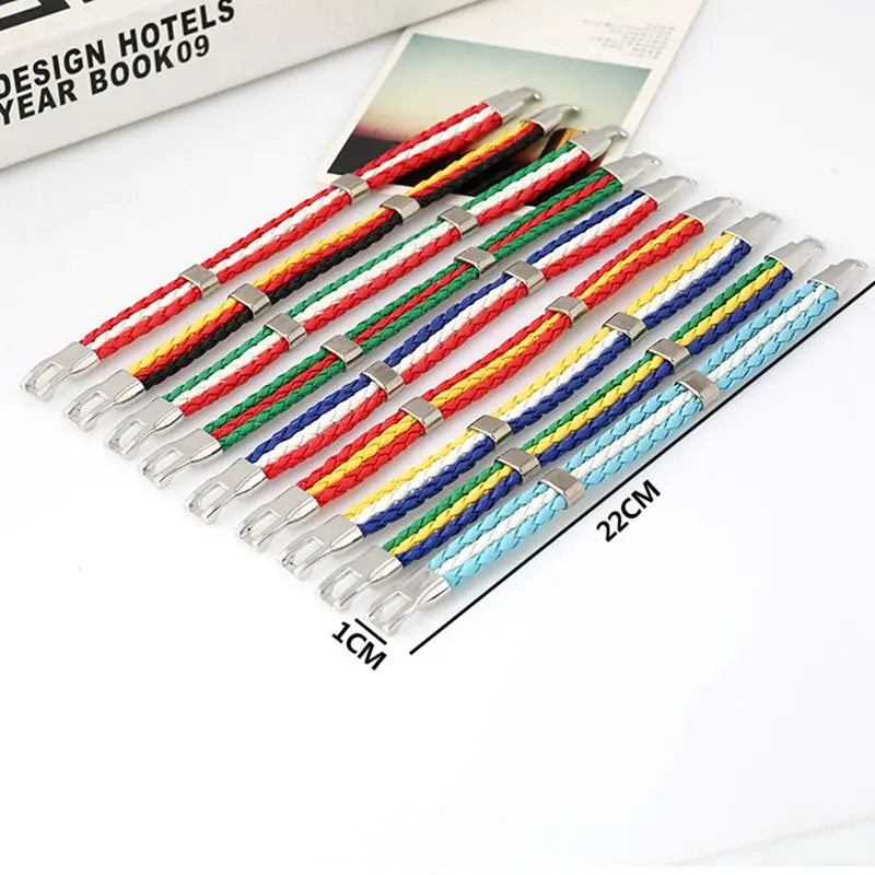 Модные мужские и женские плетеные браслеты из искусственной кожи цвет