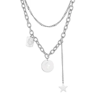cosyoo vintage star pendant link layered necklace coin chain necklace charms choker necklaces pendants for women