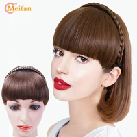 synthetic hair neat fringe bands with double row braids headband heat resistant bangs in hair extensions hairpieces