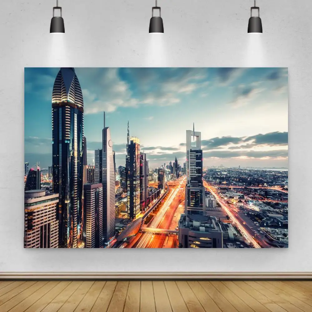 

City Buildings Overlooking Light Night Scenic Photographic Backgrounds Photography Backdrop Photocall Photo Studio