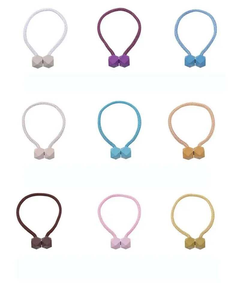 

2 Pcs Magnetic Curtain Tiebacks Curtain Hooks Tie Backs Rope Buckle Clips Hold Holdbacks for Living Room Bedroom Decoration