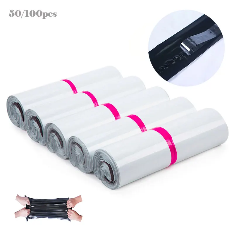 

Plastic White Courier Bag Express Envelope Storage Bags Mail Bag Mailing Bags Self Adhesive Seal Product Packaging Bag 50/100PCS