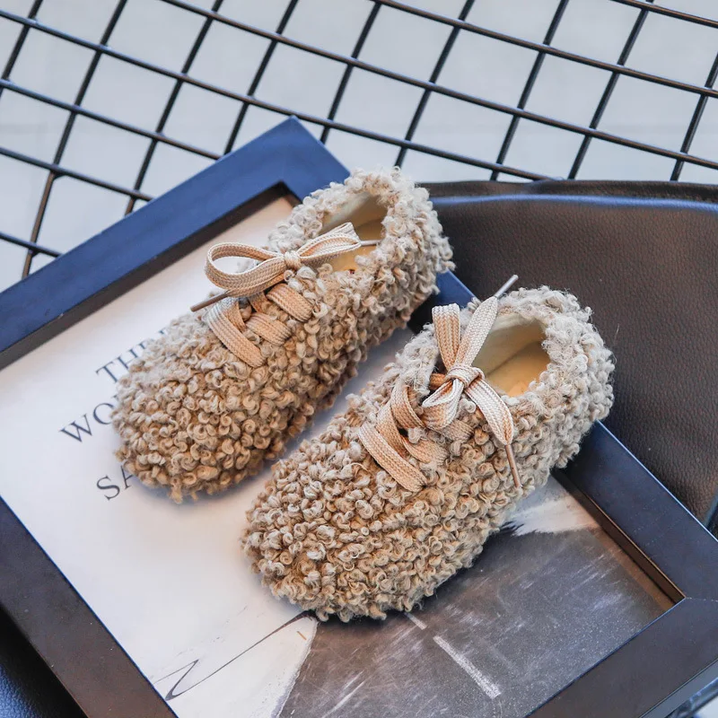 

Autumn and winter warm children's sports shoes non-slip girls casual bowknot Keep warm cotton shoes