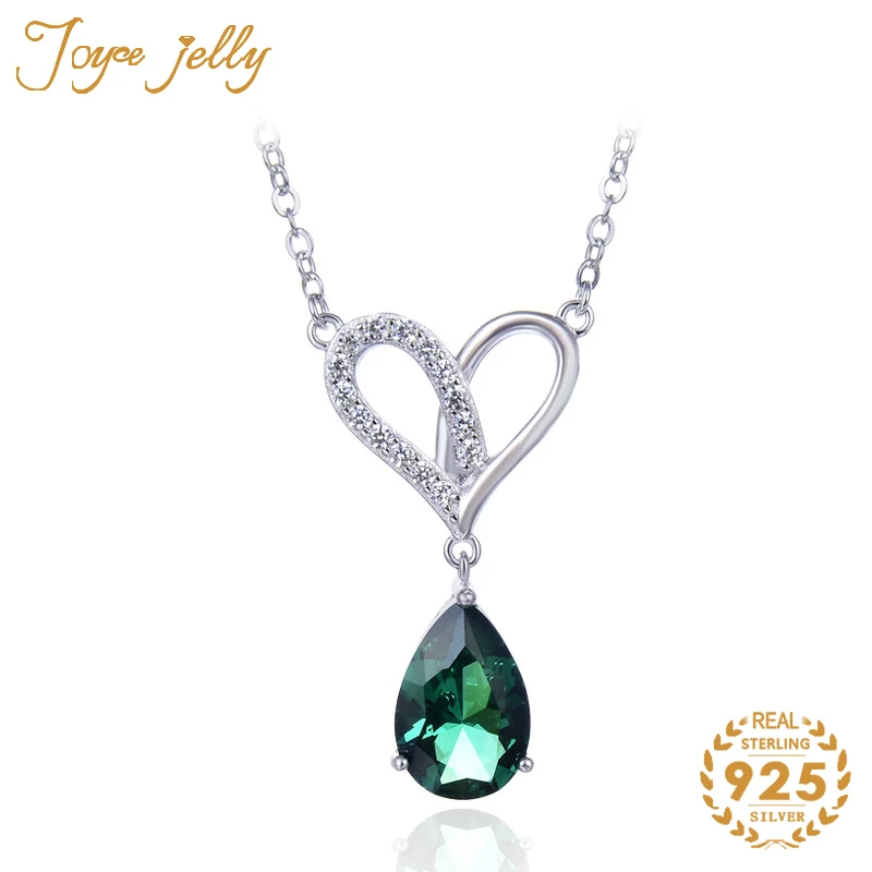 

JoyceJelly Trendy 925 Silver Women Necklace for Women Wedding Jewelry Unique Heart Design Water Drop Necklace Hot Selling Gifts