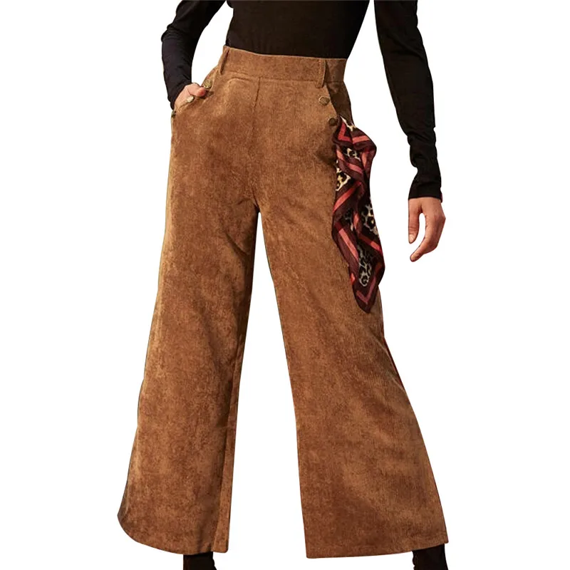 Для женщин брюки с широкими штанинами высокой талией в складку свободного кроя