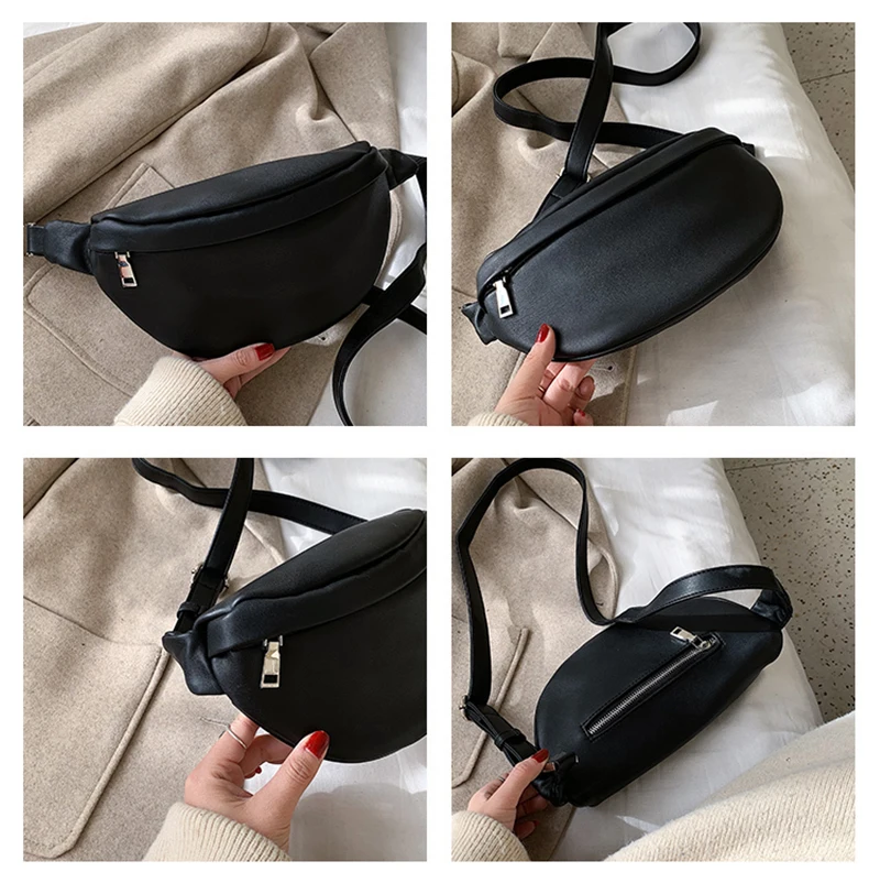 

2021 New Women Bag Korean Version of The Wild Texture Crossbody Bags Fashion Solid Color Chest Bag PU Leather Ladies Waist Bags