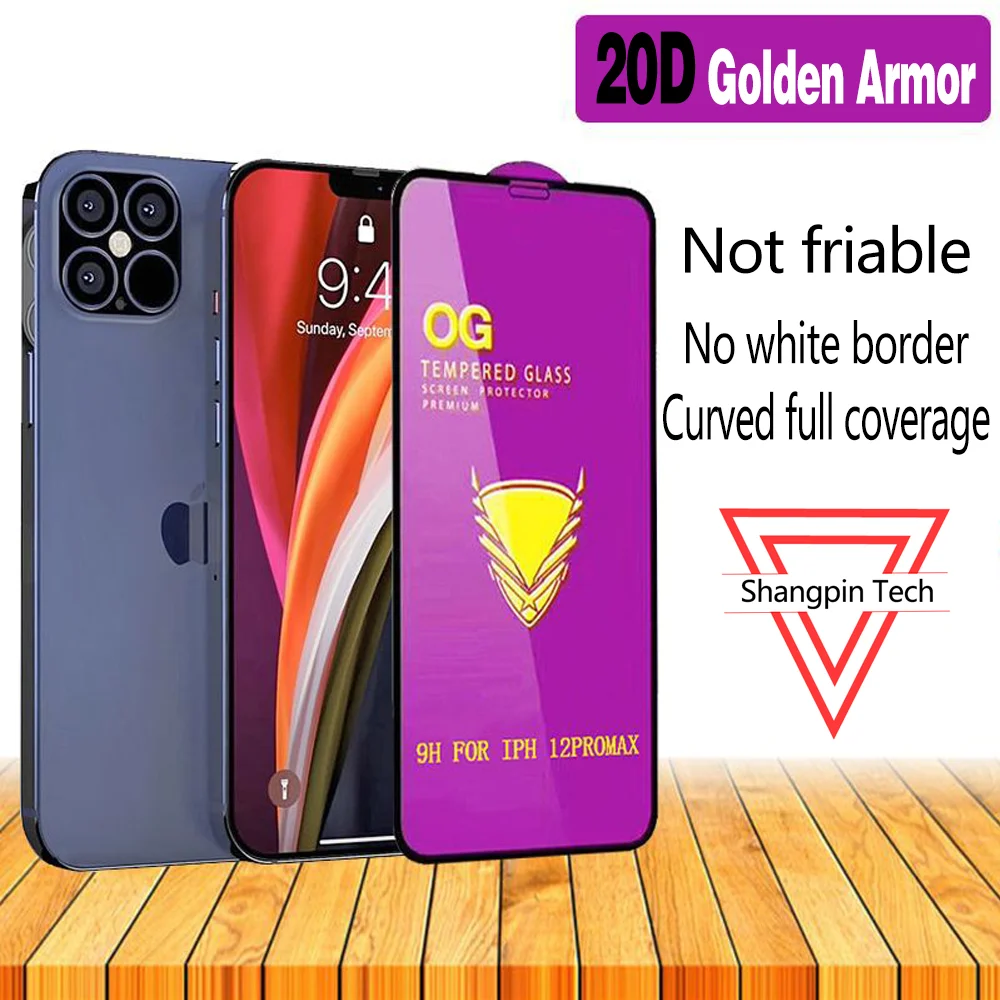 

20D Full Cover Tempered Glass For iPhone 11 12 Mini Pro X XR XS Max Screen Protector 6 6s 7 8 Plus SE Protective Film2020