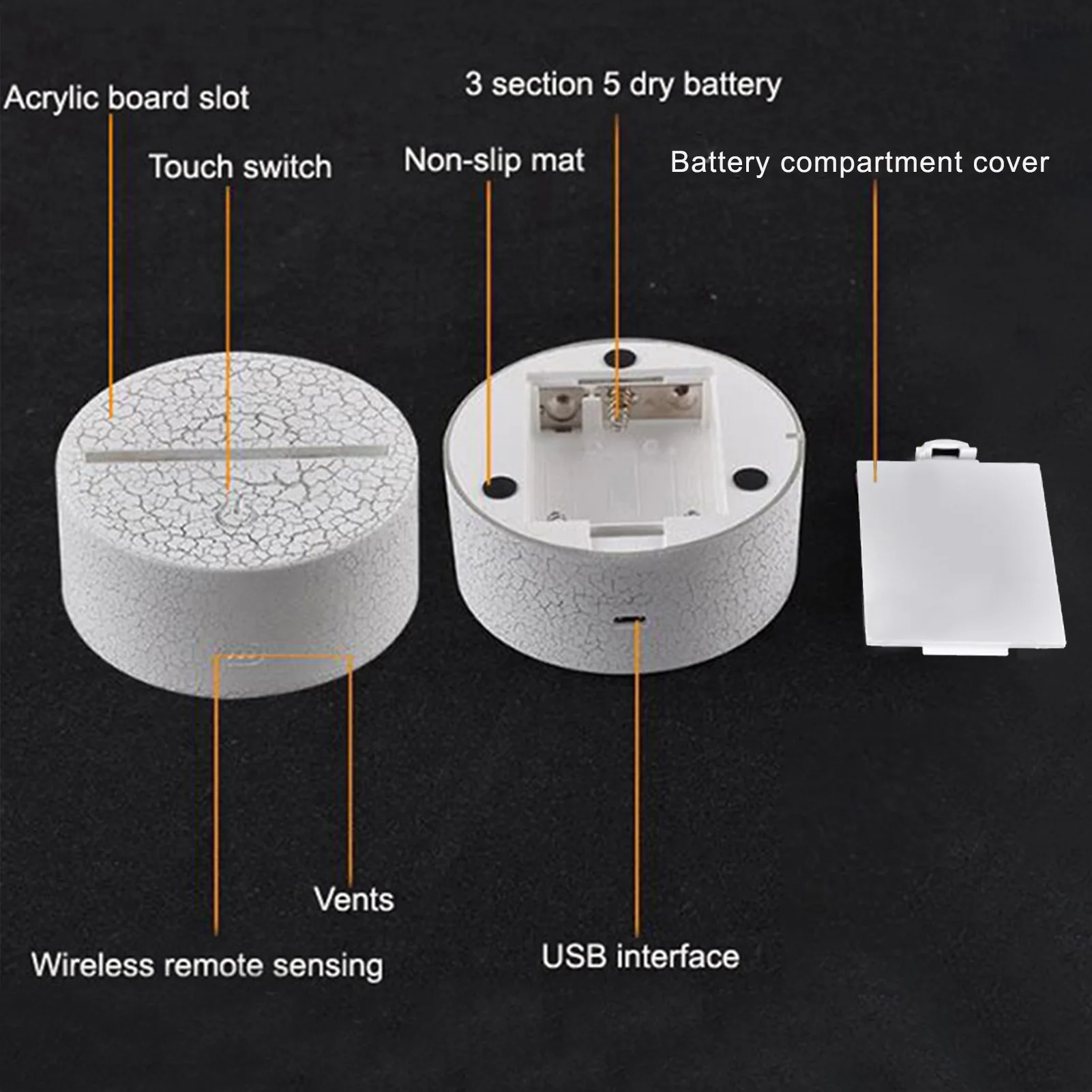 USB-кабель 3 Вт 7 цветов 3D ночной светильник настольная лампа светодиодный
