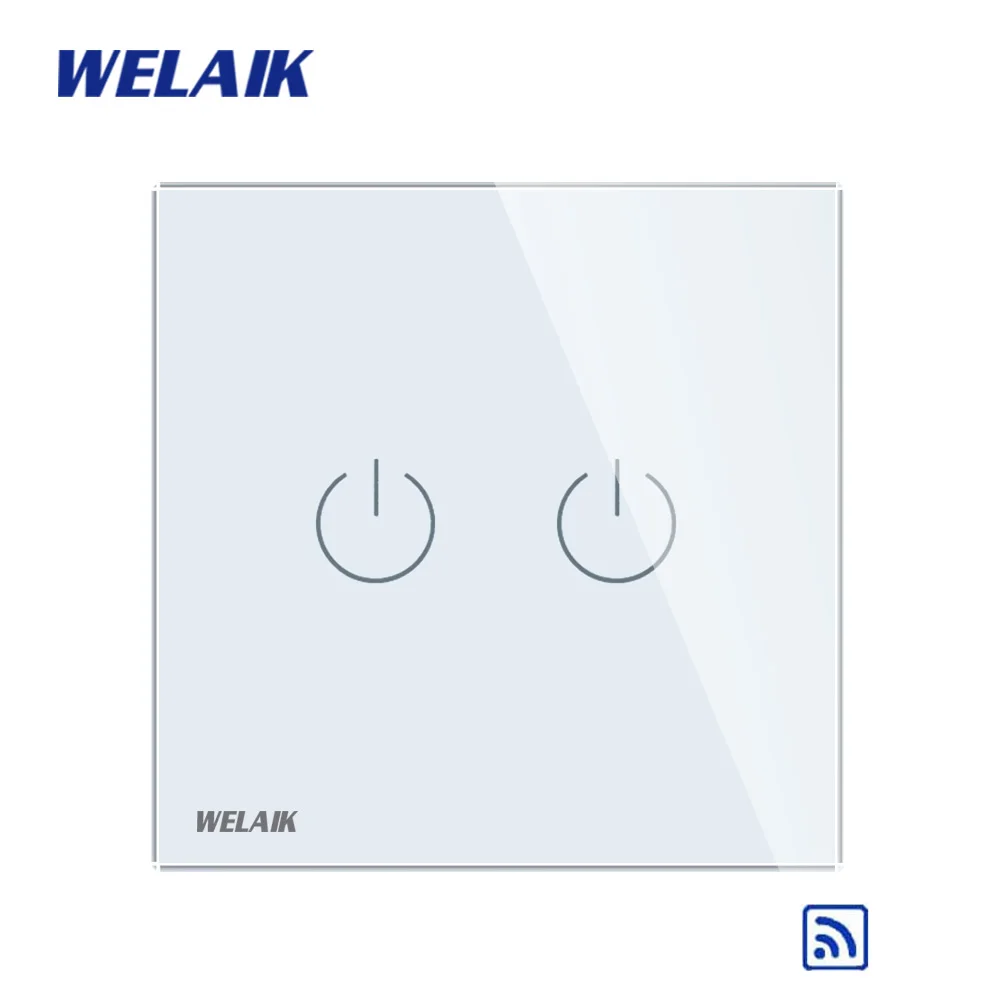 Welaik Кристалл Стекло Панель переключатель Белый настенный выключатель ЕС сенсорный выключатель Экран настенный выключатель света 2gang1way AC110~ 250 В a1921w/b