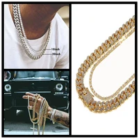 double multi layer rapper tennis chain cuban iced out chain for men women hip hop jewelry choker layered necklace bracelets gift