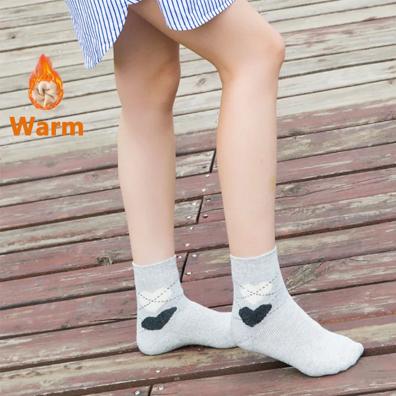 

Women Sweet Two Love Heart Socks Ankle Lovely Cute Cotton Socks for Girls Red Pink Purple Solid Winter Warm Women Short Socks