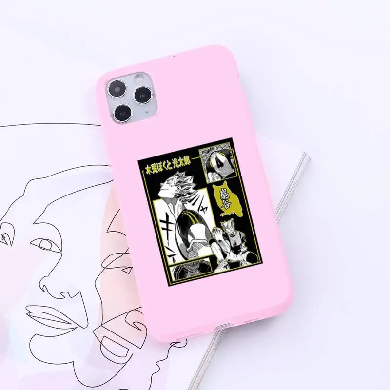 

Oya Oya Oya Haikyuu Love Volleyball Phone Case Candy Color for iPhone 6 7 8 11 12 s mini pro X XS XR MAX Plus