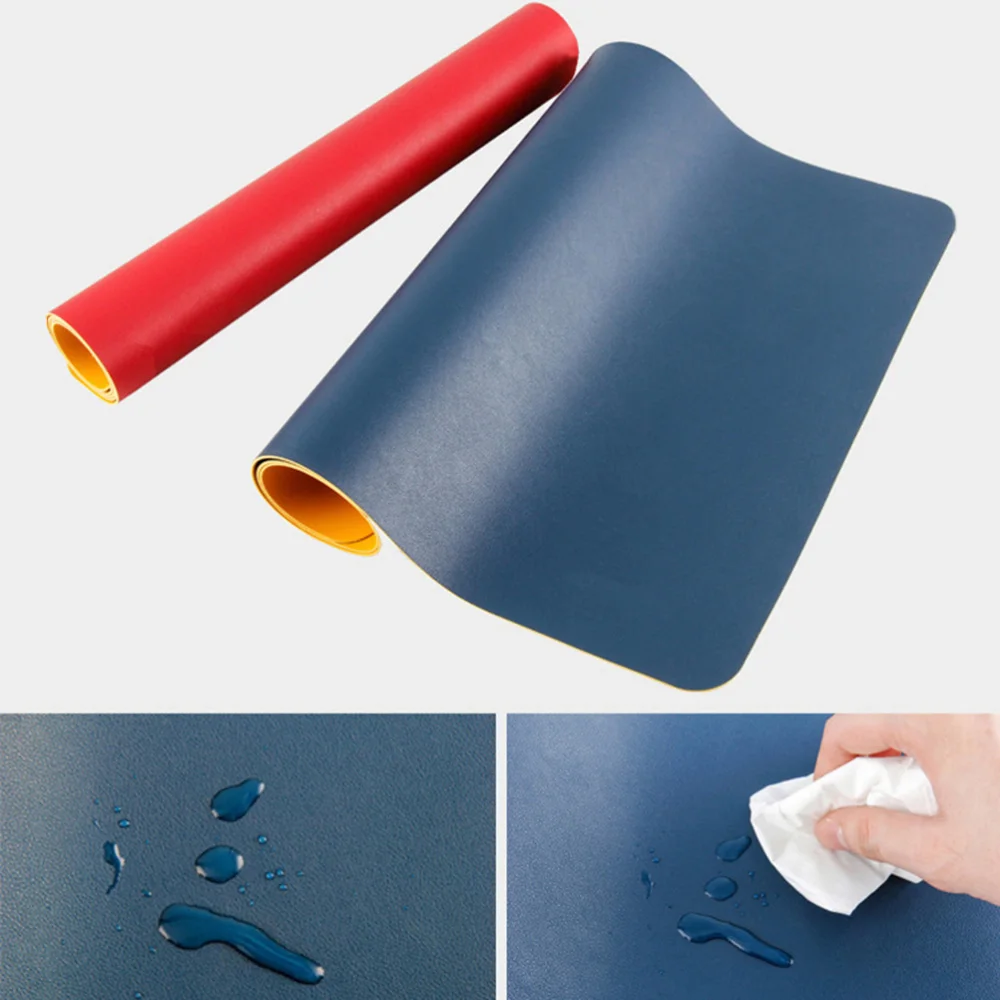 

900X450MM Large Pad Large Computer Desktop Pad Double-sided PU Multi-function Desk Pad (Royal Blue plus Yellow)