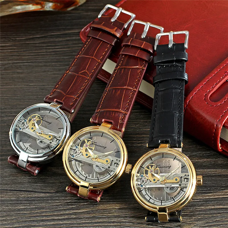 Часы наручные FORSINING Мужские автоматические механические Спортивные прозрачные в