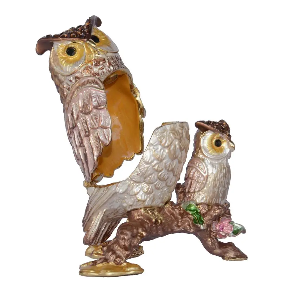 Футляр для ювелирных изделий с изображением совы на ветке