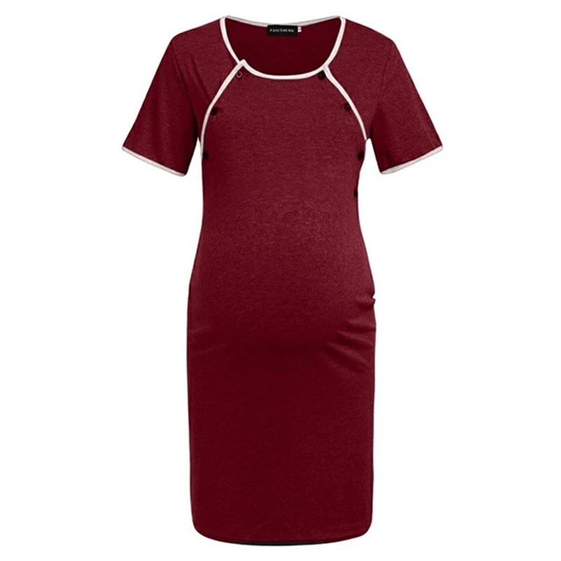 

Women Summer Maternity Dresses Short Sleeve Solid Color Nursing Nightdress Breastfeeding Dresses For Pregnant Women