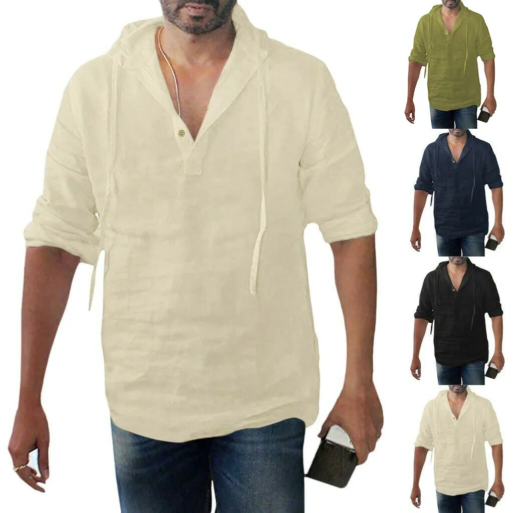 

Cotton Linen Solid Multi-Pocket Short Sleeve Turn-down Collar Shirts Summer Men's Baggy comfortable soft shirt camisa masculina