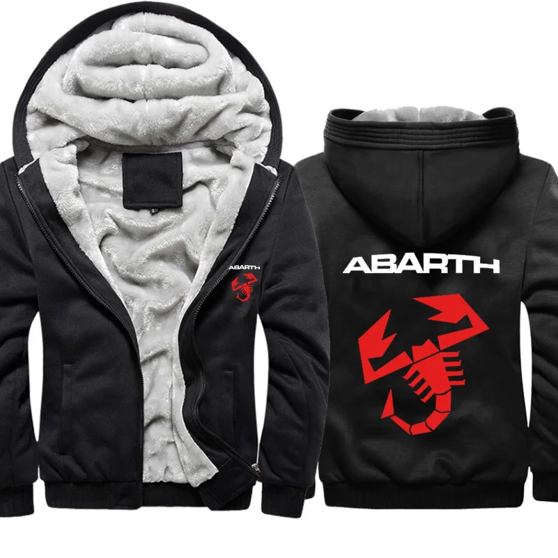 

Unisex Winter Men's jackets Abarth Car Logo Printing Casual Thicken Men's sweatshirt Warm Wool Fleece Men's Zipper hoodie