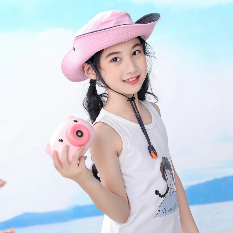 

1PCS Child Summer Sun Hat Wide Brim UV Protection Bucket Cap Outdoor Wide Brim Foldable