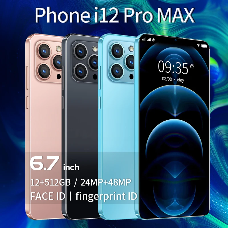 

i12 Pro Max Smartphone 6.7Inch Android10 5800mAh 12+512GB Dual SIM Dual Standby Support Face Global Version 5G Android CellPhone