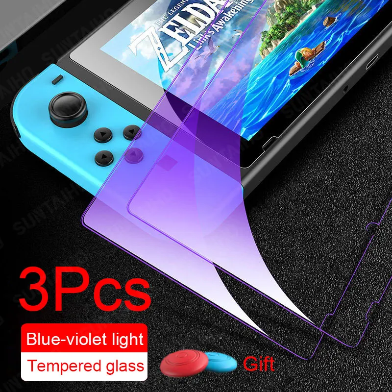 

3Pcs 9H Blue-violet light Tempered Glass for Nintend Switch NS Protect Eyes Screen Protector for Nintend Switch Lite Glass film