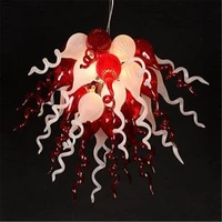 hand blown glass crystal chandelier red w70xh60cm led art pendant light indoor lustre hotel hallparlor decoration