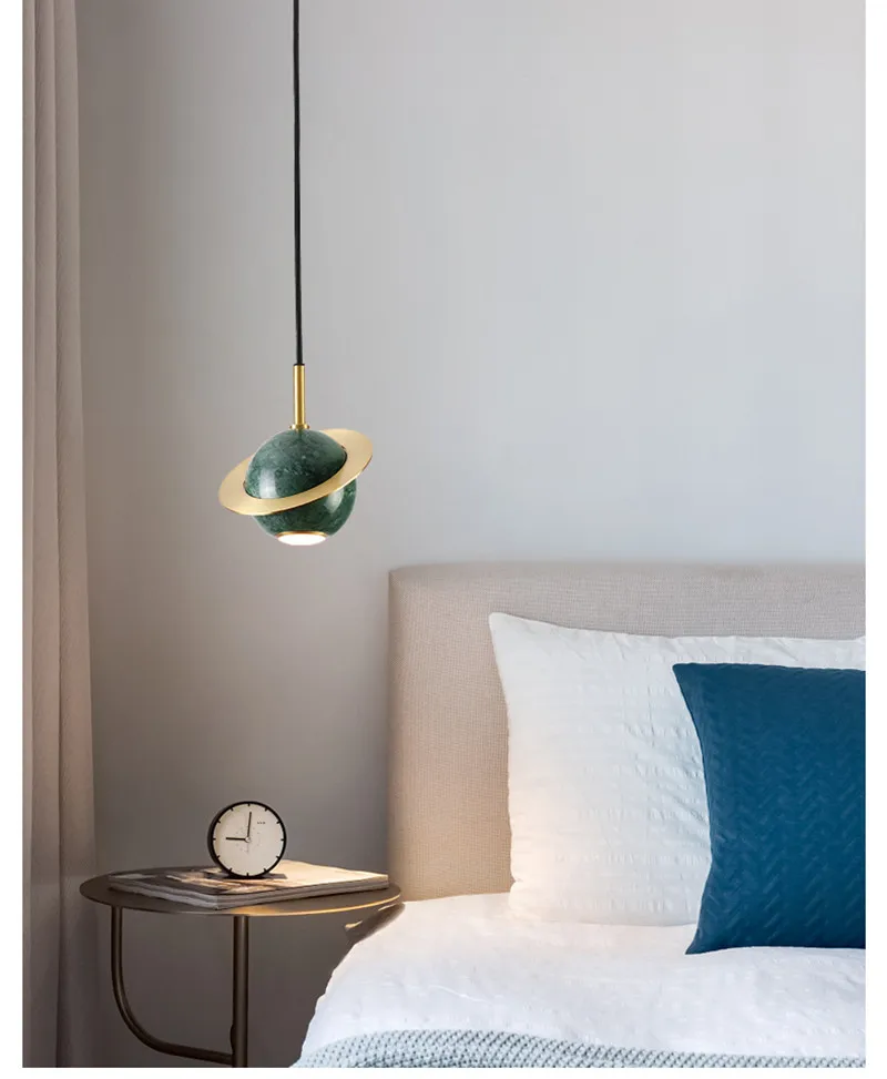 

Modern led stone pendant lamp bedroom bedside hanging light single simple indoor minimalist restaurant kitchen light decor