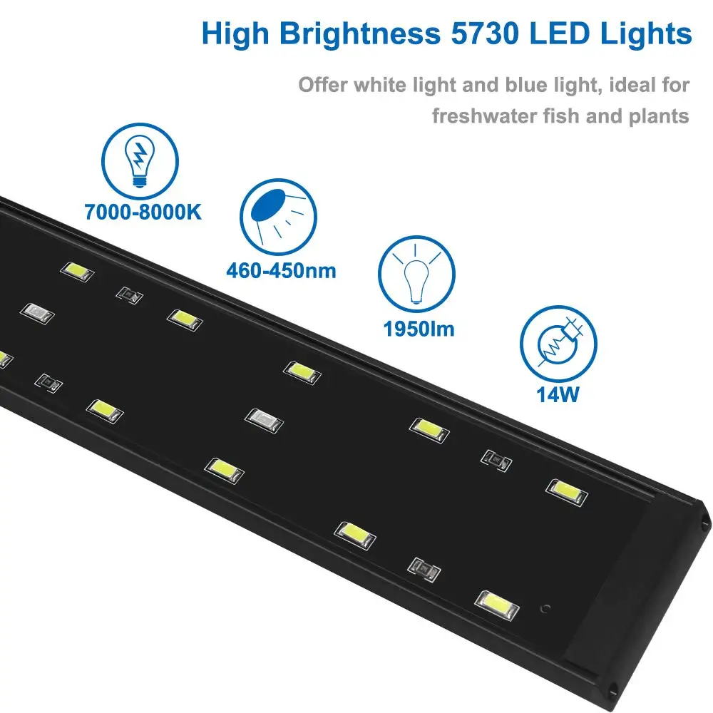 12V 14W High Lumen клип-на коралловый риф СВЕТОДИОДНЫЙ Аквариум Светодиодный светильник ing с выдвижным козырьком кронштейн для водные растения морской аквариум светильник
