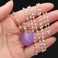 natural semi precious stone perfume bottles pendant amethyst heart two accessories for free for jewelry making necklaces gift