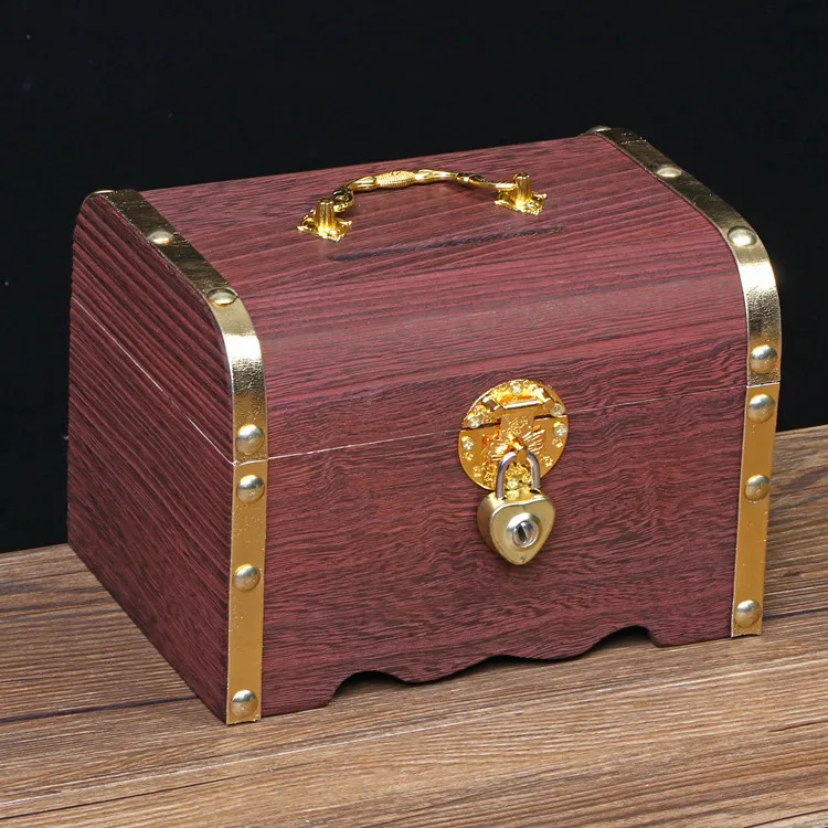 

Creative Gifts Retro Wooden Piggy BOX Classical Numismatic Safe Money Saving Box Piggy Adult Skarbonka Home Decoration EK50MB