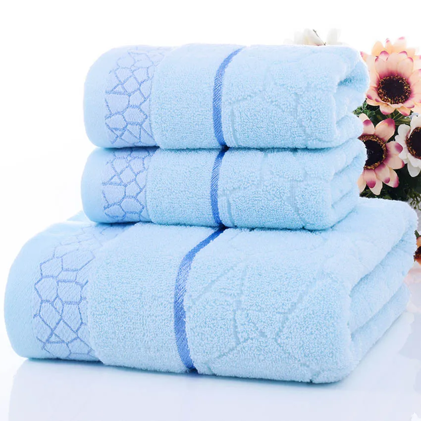 

3PC Geometric Towels Set Comfortable 100%Cotton Bath Thick Cotton Shower Bathroom Home Spa Face Towel Towels For Adults Handtuch