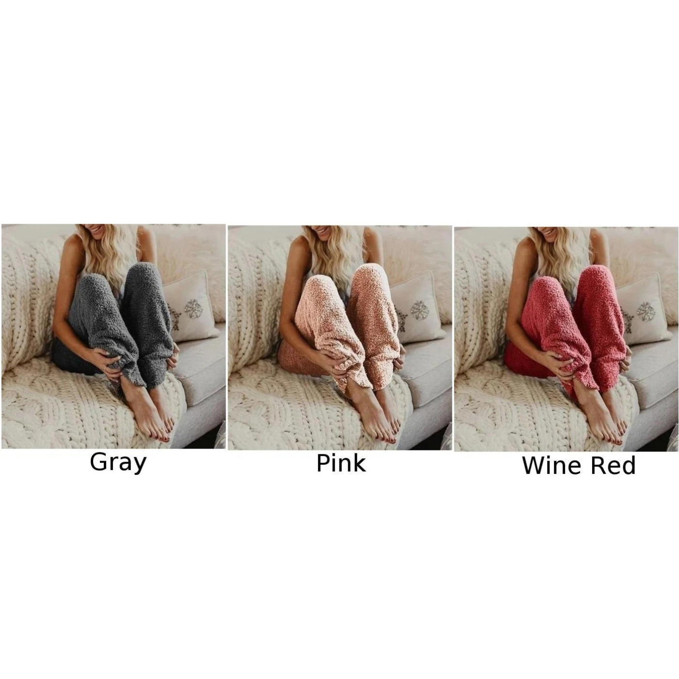 2019 Women's Nightwear New Solid Color Fleece Pants Causal Sleepwear Long Loose Sofe Plush Trouser Soft Bottoms Loungewear | Женская