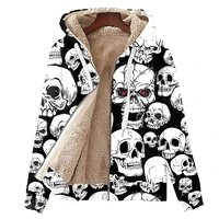 mens thermal fleece jacket winter clothes 3d skull print womens heating long sleeves coat padded cardigan oversized drop ship