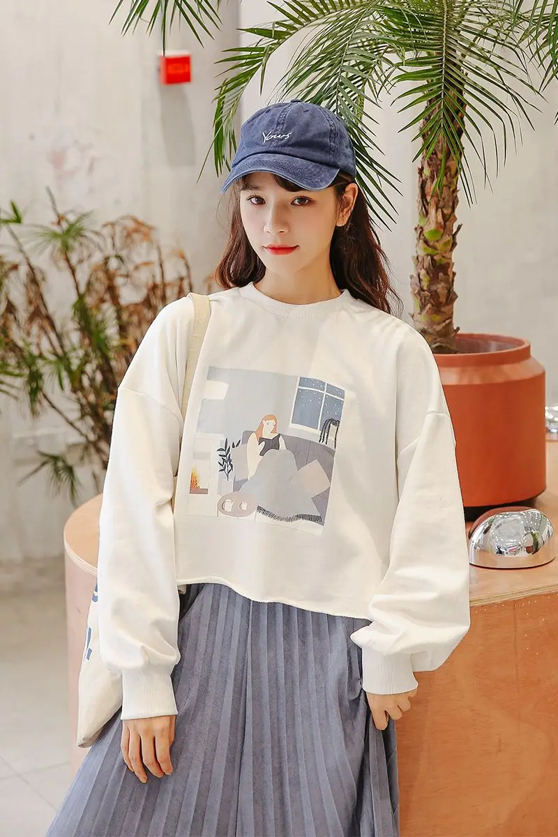 

COIGARSAM Preppy Style Print blouse women New Spring O-Neck blusas womens tops and blouses White Green 7981