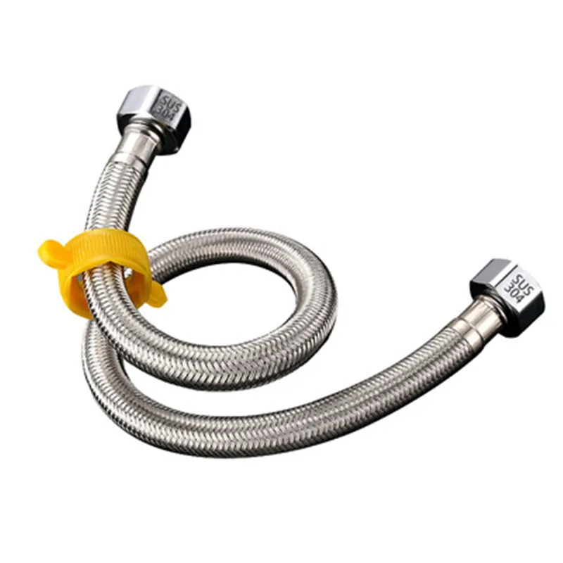 

4 points 304 stainless steel braided hose metal high pressure faucet hot and cold water inlet pipe toilet water heater connectio