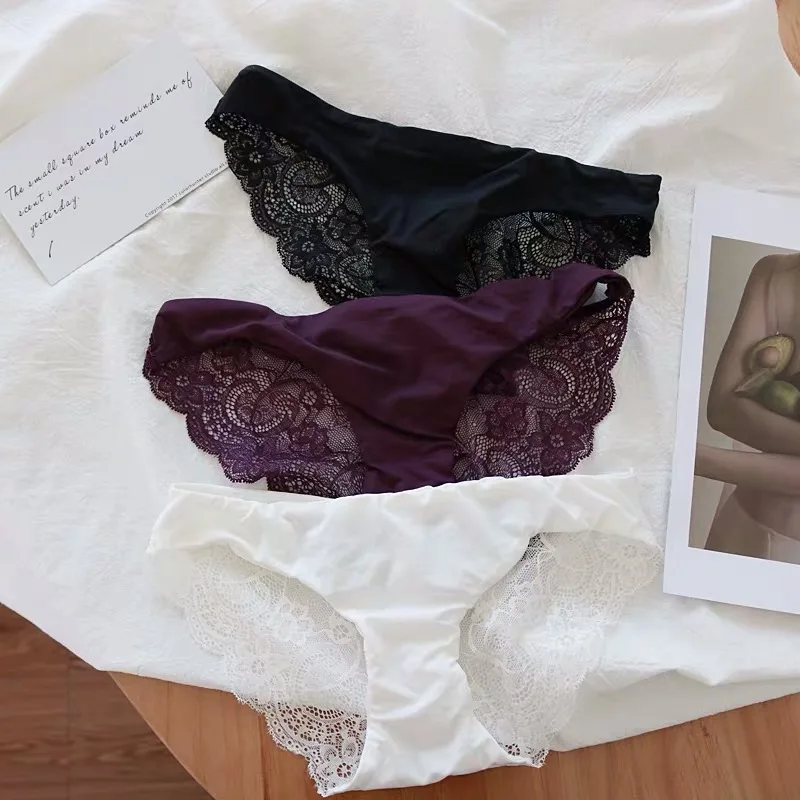 3 шт./лот сексуальные кружевные трусики женские удобные хлопковые женское нижнее
