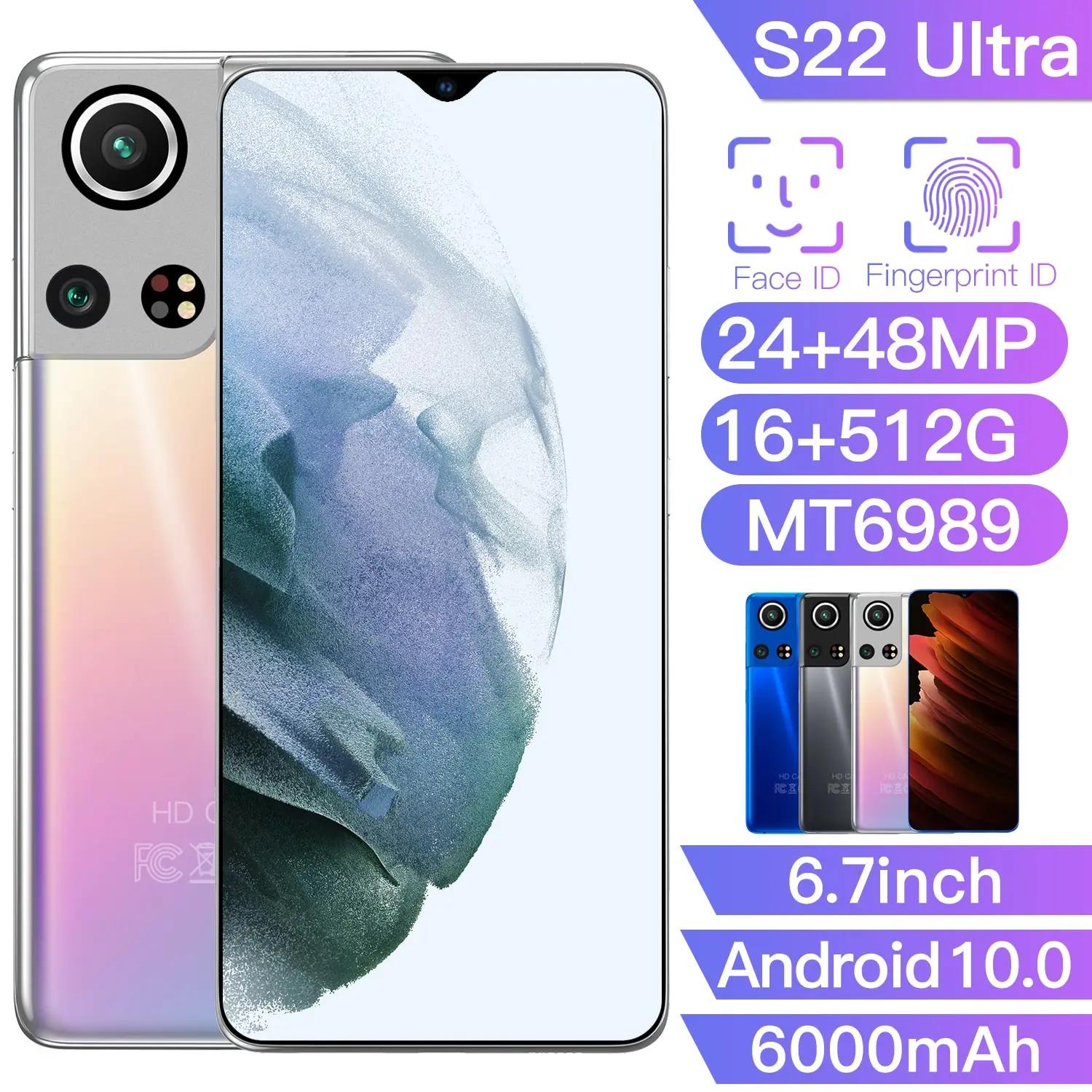 

Original Gaxlay S22 Ultra 6.7-inch Smartphone 16G+512G Global Version Android Phone 6000mAh Support Google Face Unlock 5G Phone