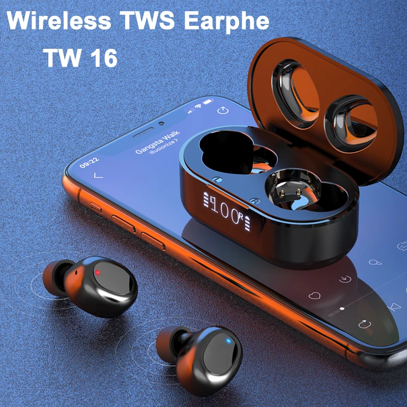 

TW16 наушники tws беспроводные наушники bluetooth 5,0 гарнитура Мини наушники с микрофоном сенсорный светодиодный экран HD игровые наушники