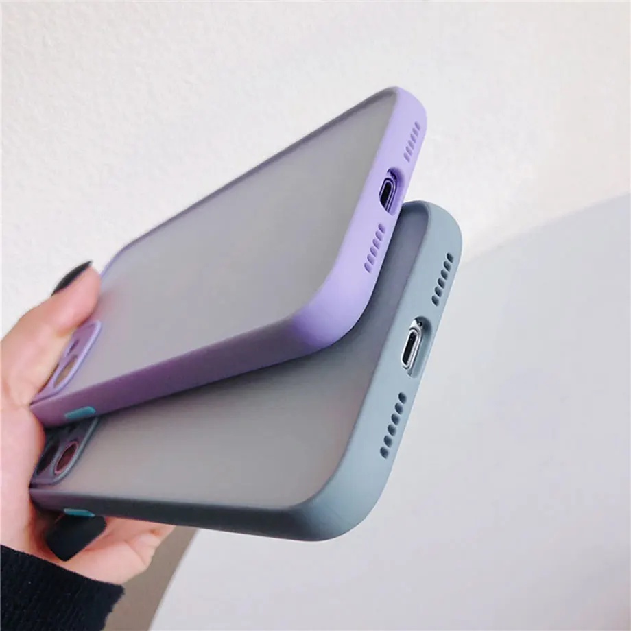 

2020 Silicone Frosted Feel Protection Phone Case on For iPhone 12 10 11 Pro 8 7 XR Plus Candy Color Back Cover Shockproof Gift