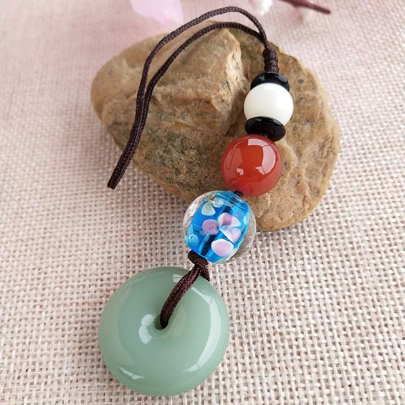 

Original DIY safe buckle pendant braided rope Bodhi Chinese style small beads pendant red beads pendant mobile phone chain